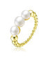 ფოტო #1 პროდუქტის Sterling Silver 14K Gold Plated and 4.5MM 3 Fresh Water Pearls Ring