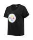 Фото #3 товара Women's Najee Harris Black Pittsburgh Steelers Plus Size Player Name and Number V-Neck T-shirt