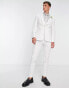 ASOS DESIGN skinny white on white tuxedo suit jacket with shawl collar