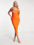 Vesper bardot midi dress in orange