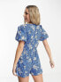 Wednesday's Girl dotty floral print playsuit in cornflower blue