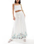 YAS Festival embroidered maxi boho skirt with tie waist in white - WHITE weiß, S - фото #2