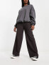 COLLUSION pinstripe tailored baggy trousers in brown