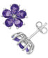 ფოტო #2 პროდუქტის Amethyst (3-1/3 ct. t.w.) & Diamond Accent Flower Stud Earrings in Sterling Silver (Also in Rhodolite Garnet)