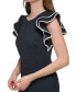 Фото #3 товара Women's Mini-Quilted Jacquard Flutter-Sleeve Dress