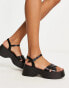 Glamorous cross strap platform sandals in black