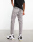 ASOS DESIGN tapered fit jeans in washed vintage grey - GREY