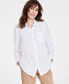 Фото #1 товара Women's Linen-Blend Long Sleeve Button Front Shirt