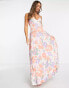 Фото #1 товара ASOS DESIGN side pleat maxi dress in apricot floral - MULTI