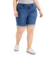 ფოტო #1 პროდუქტის TH Flex Plus Size Cuffed Denim Shorts, Created for Macy's