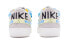 【定制球鞋】 Nike Blazer Low 冰裂纹 解构鞋带 卡通鞋带扣 手绘喷绘 低帮 板鞋 女款 蓝白 / Кроссовки Nike Blazer Low DQ1470-101