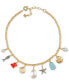Gold-Tone Mixed Stone Seashore Charm Statement Necklace, 16" + 3" extender