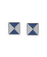 ფოტო #2 პროდუქტის Mens Blue White Cubic Zirconia Micro Pave Geometric CZ Pyramid Square Stud Earrings For Men.925 Sterling Silver 11MM