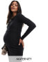 Mamalicious Maternity super soft rubbed 2 function midi dress in black