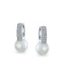 Фото #3 товара Elegant Bridal Modern CZ Pave Encrusted White Simulated Pearl Mini Hoop Drop Huggie Earrings For Women Wedding