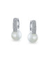 Elegant Modern CZ Pave Encrusted White Simulated Pearl Mini Hoop Drop Huggie Earrings For Women