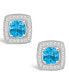 Фото #3 товара Blue Topaz (1-1/2 ct. t.w.) and Diamond (1/5 ct. t.w.) Halo Studs in Sterling Silver