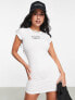 ASOS Weekend Collective mini dress with front graphic and short sleeve in white