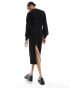 Фото #6 товара Vero Moda Aware Tall sleeve detail knitted jumper midi dress in black