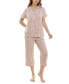 ფოტო #7 პროდუქტის Women's 2-Pc. Printed Capri Pajamas Set