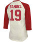 ფოტო #2 პროდუქტის Women's Deebo Samuel Cream, Scarlet San Francisco 49Ers Player Raglan Name Number 3/4 Sleeve T-shirt
