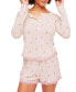 ფოტო #1 პროდუქტის Women's Kennedy Pajama Long Sleeve Henley & Short Set