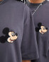 ASOS DESIGN Disney unisex oversized tee in charcoal with Mickey Mouse chest print Черный, 2XS - фото #3