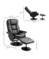 Recliner and Ottoman with Wrapped Base, Swivel PU Leather Reclining Chair with Footrest for Living Room, Bedroom and Office, Black