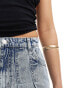 Kaiia denim pleated mini skirt in blue acid wash