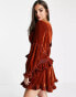 Фото #3 товара ASOS DESIGN lace insert mini dress with button detail in velvet