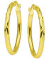 Фото #3 товара Textured Small Hoop Earrings in 18k Gold-Plated Sterling Silver, 25mm, Created for Macy's