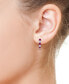ფოტო #2 პროდუქტის EFFY® Emerald (3/4 ct. t.w.) & White Sapphire (3/4 ct. t.w.) Small Hoop Earrings in 14k White Gold, 0.75" (Also available in Sapphire and Ruby)