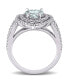 ფოტო #3 პროდუქტის Aquamarine (1 1/2 ct. t.w.) and Diamond (1/5 ct. t.w.) Halo Heart Ring in 10k White Gold