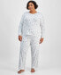 ფოტო #1 პროდუქტის Plus Size 2-Pc. Soft Knit Floral Pajamas Set, Created for Macy's