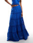 River Island tiered maxi skirt co-ord in cobalt blue