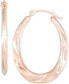 ფოტო #1 პროდუქტის Textured Oval Hoop Earrings in 10k Gold.