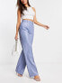 NA-KD x Angelica Blick faux leather high waisted trousers in blue