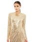 Фото #2 товара Women's Sequined High Neck Long Sleeve Draped Gown