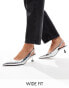 ASOS DESIGN Wide Fit Stroll slingback kitten heeled shoes in silver - SILVER Серебристый, 39 - фото #2