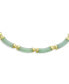 ფოტო #2 პროდუქტის Asian Style Gemstone Genuine Green Jade Strand Contoured Tube Bar Link Collar Necklace For Women 14K Yellow Gold Plated .925 Sterling Silver 16 Inch