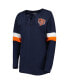 Фото #17 товара Women's Navy Chicago Bears Athletic Varsity Lace-Up Long Sleeve T-shirt