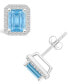 ფოტო #1 პროდუქტის Lab Grown Spinel Aquamarine (2-1/10 ct. t.w.) and Lab Grown Sapphire (1/4 ct. t.w.) Halo Studs in 10K White Gold