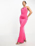 Фото #7 товара Something New low plunge back slinky maxi dress with halter neck in pink