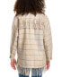 Sandro Fringe Wool-Blend Shacket Women's Beige 40