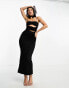 Simmi bandeau cut out maxi dress with corsage flower detail in black