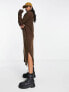 Фото #7 товара Only roll neck midi jumper dress in chocolate brown