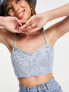 Фото #7 товара Miss Selfridge butterfly print embroidered bralet in bleach wash