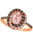 Peach Morganite (7/8 ct. t.w.) & Diamond (3/8 ct. t.w.) Halo Ring in 14k Rose Gold