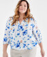 Фото #3 товара Plus Size Shine Floral-Print Blouse, Created for Macy's