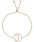 ფოტო #2 პროდუქტის Diamond Accent Initial Bolo Bracelet in 18k Gold-Plate